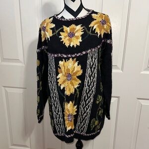 Jennifer Reed Vintage Hand Knit Floral Knit Sweater
